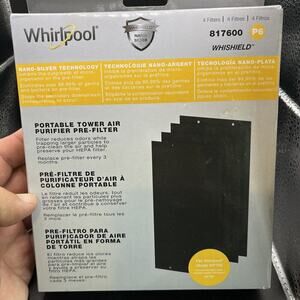 Whirlpool 4-Pack 817600 Replacement Charcoal Pre-Filter Fit Air Purifier‎ WPT60
